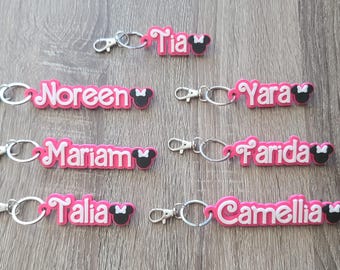 Personalized Name Keychain, Minnie Mouse, Bulk Order, Party Favor