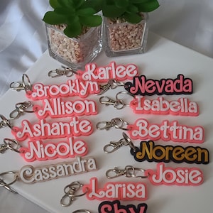 Personalized keychains, bag tags, zipper pulls, Name tag - 3D Printed