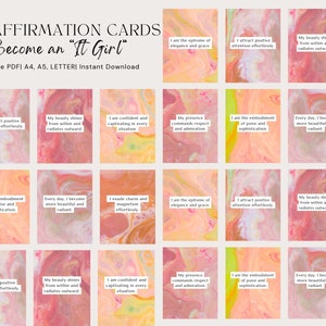 Afirmaciones de empoderamiento: Tarjetas de confianza imprimibles 'It Girl'