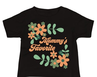 Mama's favoriete bloem baby-T-shirt met korte mouwen