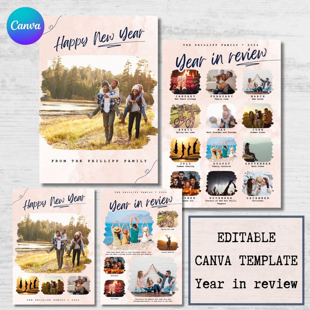 Year in Review Editable Template | Family Greeting E-card ...