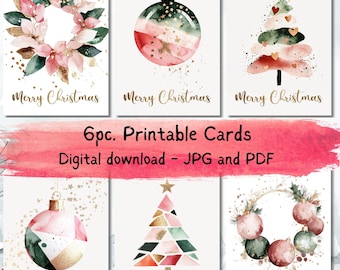 Printable Christmas cards | Cute Xmas Tree E-Cards | Christmas PNG | Festive Ecard | Instant download | Watercolor Postcard | Festive Cards