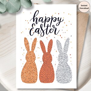 Happy Easter Bunny Silhouette Printable Card | Modern Minimalist Digital Art for Him, Dad, Husband | Instant Download | Easter Decor & Print