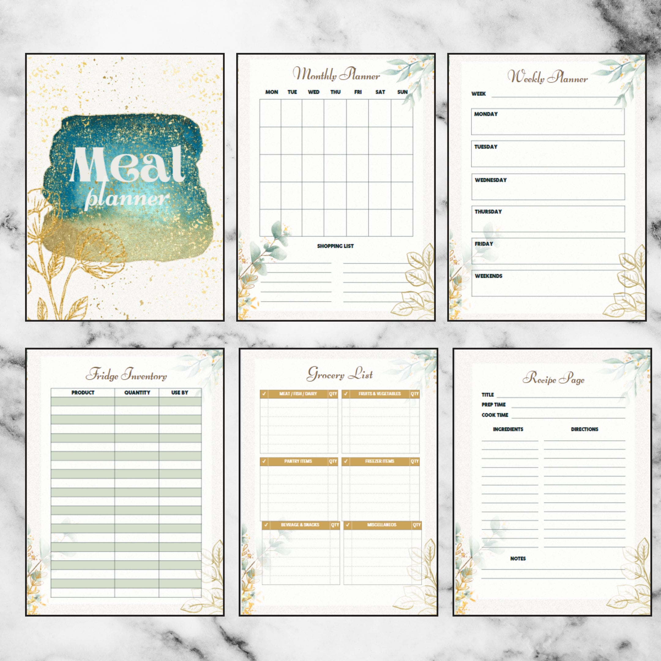 Printable Meal Planner: Weekly, Monthly, Recipe Book (digital Download ...