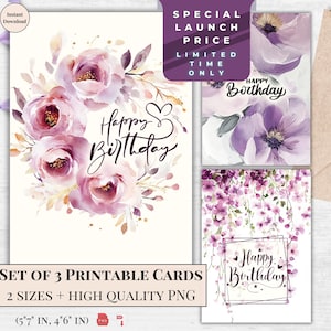 "Happy Birthday Karte ""Happy Birthday"" mit Pfingstrosen Blumenkranz | Elegante digitale Karte für Sie, sofort download