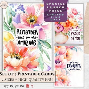 Printable Encouragement Card Set – You’re Amazing – Proud of You – Favorite Person – Motivational Digital Greeting for Friends, Family, Wife