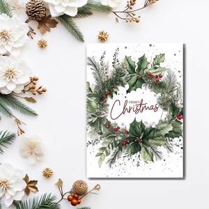 Tarjetas navideñas con acuarela para imprimir / Kit exclusivo para hacer tarjetas / Navidad brillante / Descarga instantánea / Postales con acuarela / Tarjetas festivas