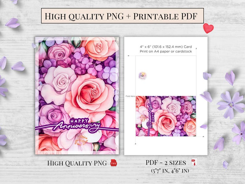 Purple Floral Anniversary Card – Romantic Ecard (digital Download) - Etsy
