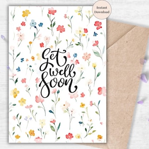 Small Florals Get Well Card – Minimalist Printable Encouragement for Any Occasion or Recipient | Instant Download Card | Minimalistic Design