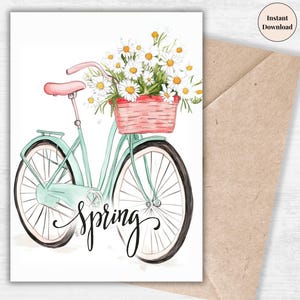 vélo printanier de Zazzle.be Liste d'envies Vous avez des idées ? Impression florale vintage | Message d'accueil pastel à vélo | Carte numérique de Pâques | Art saisonnier | Cadeau pour téléchargement immédiat | Lui