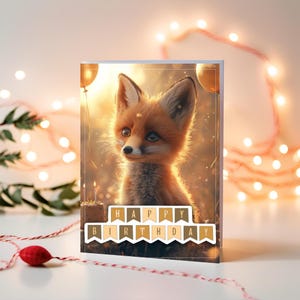 Carte d'anniversaire | Animaux mignons | Anniversaire Foxy | Carte de voeux imprimable | Joyeux anniversaire | Carte d'anniversaire | Téléchargement instantané | postale | Renard