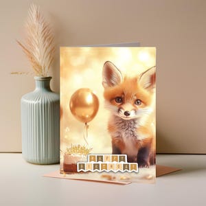 Carte d'anniversaire | Animaux mignons | Anniversaire Foxy | Carte de voeux imprimable | Joyeux anniversaire | Carte d'anniversaire | Téléchargement instantané | postale | Renard