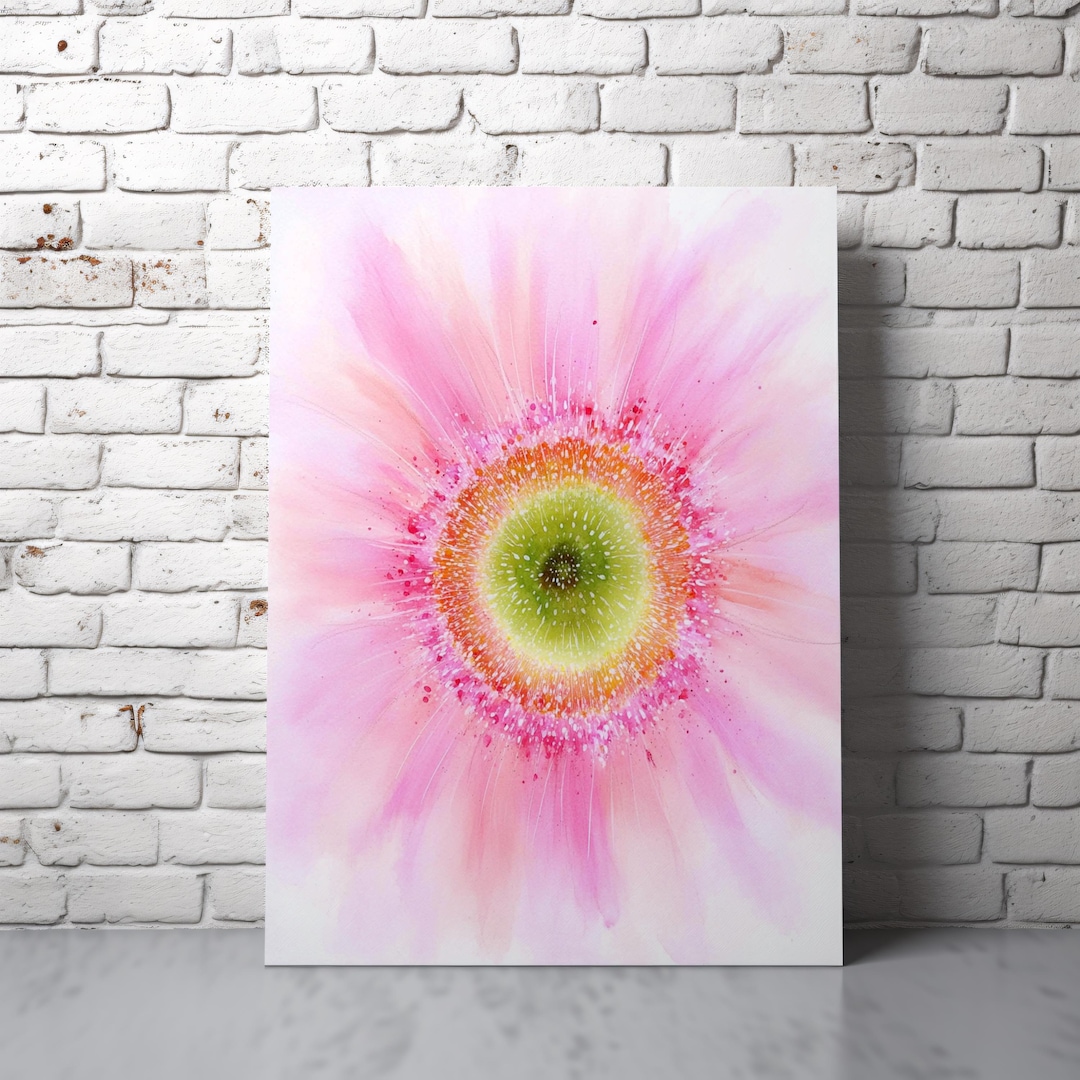 Pink Watercolor Floral Burst Printable Wall Art - Cottagecore Bloom ...