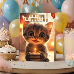 Biglietto di compleanno / Animali carini / Compleanno del gatto / Gatti / Biglietto di auguri stampabile / Buon compleanno / Ecard di compleanno / Download immediato / Cartolina