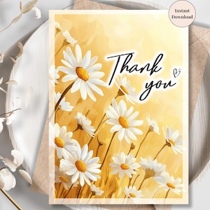 Cheerful Daisy Thank You Card Printable – Country Wildflower Note for Neighbor, Coworker, Volunteers or Everyday Gratitude | Special Moments