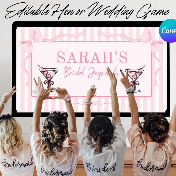 Bachelorette Jeopardy Game | Hen party | Editable Canva Template (Digital Download)