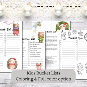 Weihnachtseimerliste ausdruckbar | Sofortdownload | Wunschliste Journal | Festliche Checkliste | Weihnachtsaktionsplan | Bastelbogen zum ausmalen