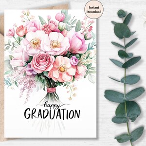 Elegant Pink Rose Graduation Card – Printable Congratulations for Milestone Moments and Educational Success | Instant Download for Daughter