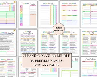 Paquete de planificadores de limpieza para personas con TDAH: tablas de tareas domésticas, horarios semanales (descarga digital en PDF tamaño A4)