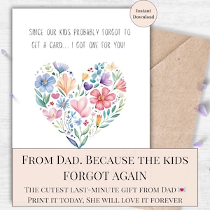 Funny Floral Heart Mother&#39;s Day Card from Husband (Digital Download)