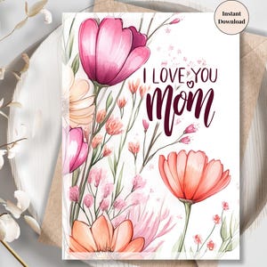 I Love You Mom – Vibrant Wildflower Mother’s Day Card with Bold Typography | Best Mom in the World | Love You Mum | For Grandma Grandmother