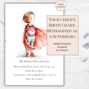 Arte mural personalizado de superhéroe del zodiaco para niña – Impresión digital de carta natal personalizada – Regalo astrológico – Decoración infantil – Impresión de alta calidad