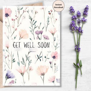 Soft Meadow Get Well Card – Printable Wildflower Design for Subtle Encouragement | For Friend, Family, Dad, Uncle, Brother, Mom or Sister