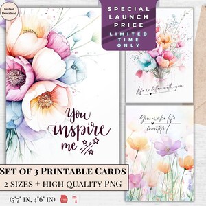 Juego de tarjetas de felicitación Boho Peony: notas de aliento y cumpleaños: arte floral imprimible / La mejor sorpresa para ella / Tarjeta de felicitación para esposa y mamá