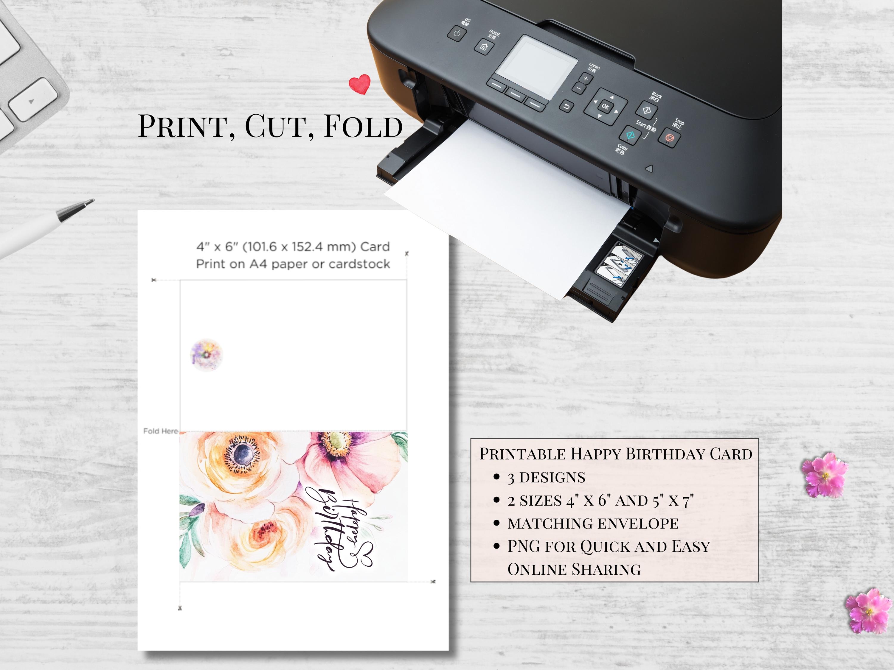 Floral Birthday Card Set: Watercolor Peony Bouquet (digital Download ...