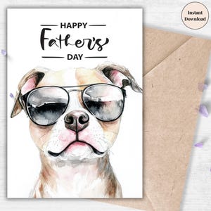 Happy Father’s Day Funny Dog Card – Cool Pup with Sunglasses, Digital Download, Printable Father’s Day Card for Dog Dads, For Best Dad Ever