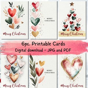 Cartes de Noël d'amour | À quelqu'un que j'aime pour les Fêtes | Jolie aquarelle imprimable | Carte postale électronique festive de Noël | Carte électronique coeur de Noël pour les Fêtes