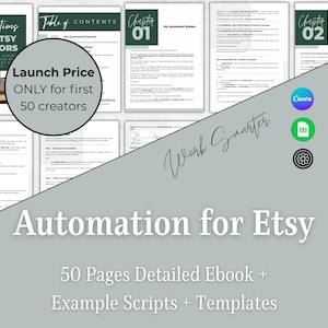 Etsy Automation System | Arbetsflöde för digital produktlistning | AI + Google Sheets + Canva Massmallar
