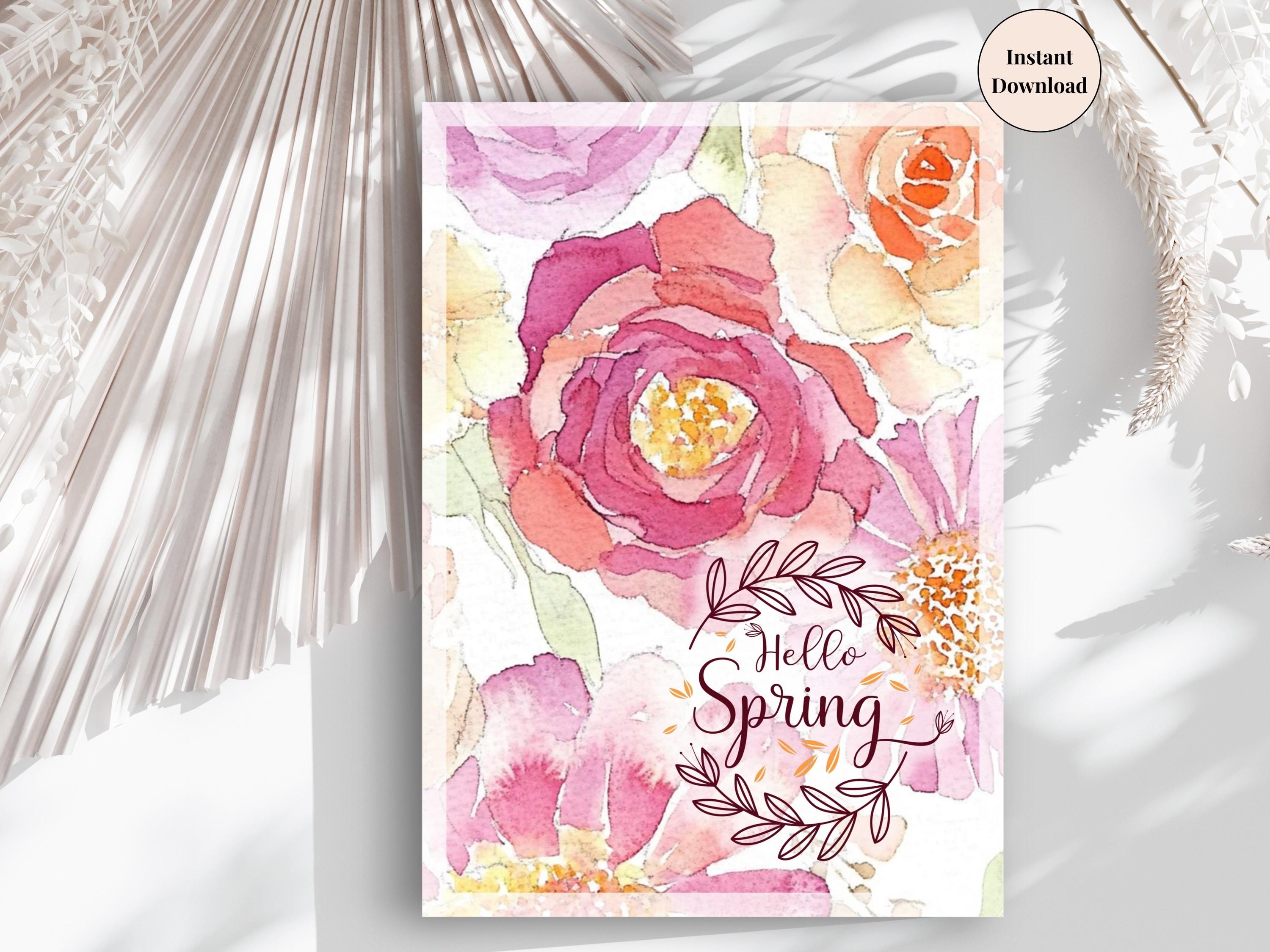 Elegant Peony Spring Card - Printable Floral Greeting, Easter Gift for ...