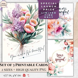 Ermutigungskarten-Set - Druckbare inspirierende Notizen - Sie sind ein besonderes digitales Geschenk | Beste Überraschung für Sie | Grußkarte für Frau Mama