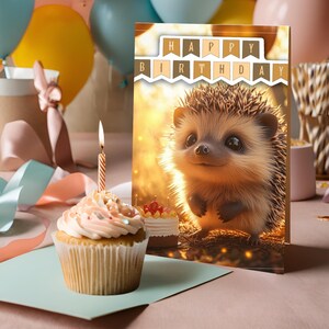 Carte d'anniversaire | Animaux mignons | Jour de naissance du hérisson | Carte de voeux imprimable | Joyeux anniversaire | Carte d'anniversaire | Téléchargement instantané | Carte postale