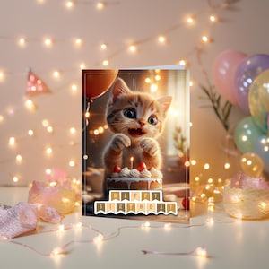 Tarjeta de cumpleaños / Animales lindos / Cumpleaños de gato / Gatos / Tarjeta de felicitación imprimible / Feliz cumpleaños / Tarjeta electrónica de cumpleaños / Descarga instantánea / Postal