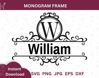 Monogram Frame SVG: Split Alphabet Letters, Cricut Cut Files (Digital Download)