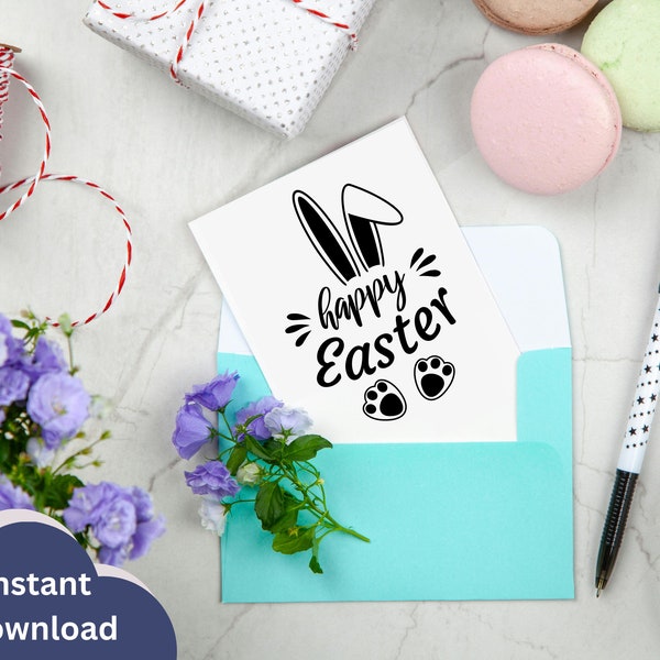 Happy Easter SVG PNG, Happy Easter Bunny Ears svg, Easter svg png, Easter Bunny PNG, Hand Lettered svg, Spring svg, Easter Shirt, Cut file
