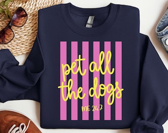 Dog Lover PNG, Funny Pet All The Dogs Clipart, Digital Download, Dainty Coquette Stripes, Dog lover gift, dog owner gift, dog mom gift PNG