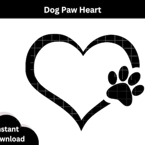 Hond hart Paw Svg, hond poot hart SVG, dierlijke poot SVG, hond Paw Print, Instant Digitale Download, Paw Print, Animal Print SVG, huisdier minnaar SVG