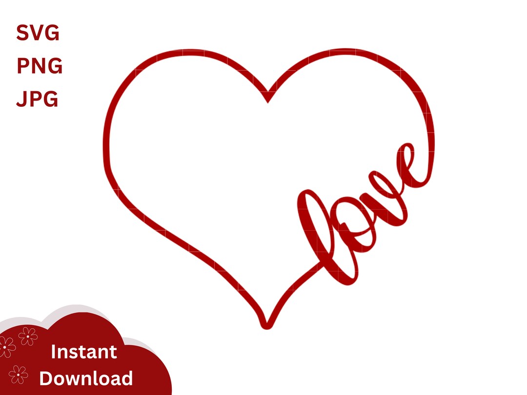 Doodle Heart SVG, Heart Instant Digital Download , Valentine's Day SVG ...