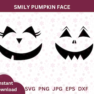 Pumpkin Face svg Halloween Clip-Art Halloween Smiling Carved Pumpkin Jack-o-Lantern Pumpkin with Lashes Digital Download SVG & PNG