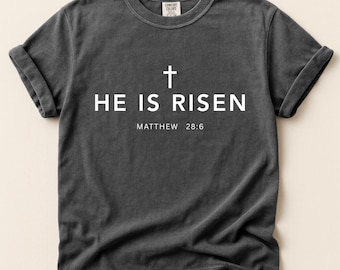 Easter Cross He Is Risen Jesus Christian SVG PNG, Cute Christian shirt, Matthew 28:6, Minimalist Christian Faith, Gift for Christians PNG