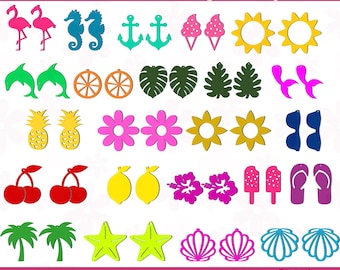 Summer Earrings SVG Bundle: Faux Leather & Wood Templates (Digital Download)
