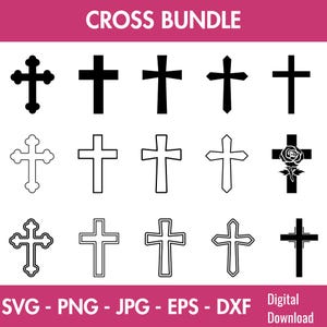 Cross SVG Bundle Christian Cross Instant download Religious Cross Clipart Christian Cross Silhouette Jesus Vector File Catholic Svg PGN JPG