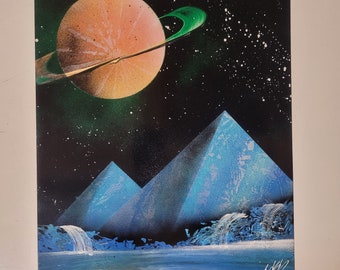 Spray Paint Art, Pyramids with a planet