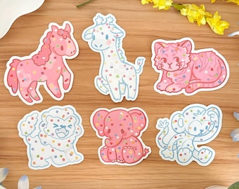 Circus Animal Cookie Stickers - Waterproof Laptop Decals, Pack of 6