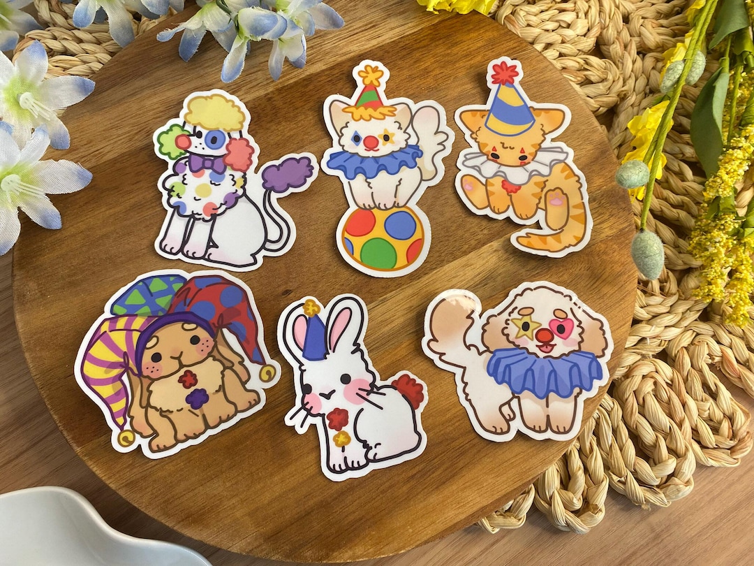 Clown Animals Sticker Pack - 2.5 in - Waterproof/weatherproof/phone ...