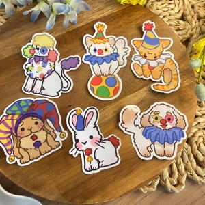 Clown Animals Sticker Pack - 2.5 in - Waterproof/Weatherproof/Phone Case/Laptop/Notebook Cover Decor
