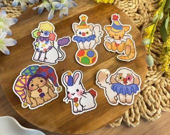 ピエロ動物ステッカーパック - 2.5インチ - 防水/耐候性/電話ケース/ラップトップ/ノートブックカバー装飾